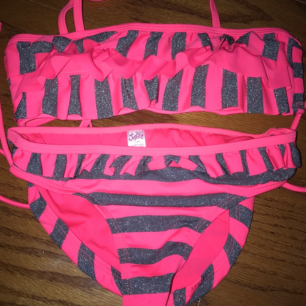 Justice kids pink and silver bikini💓